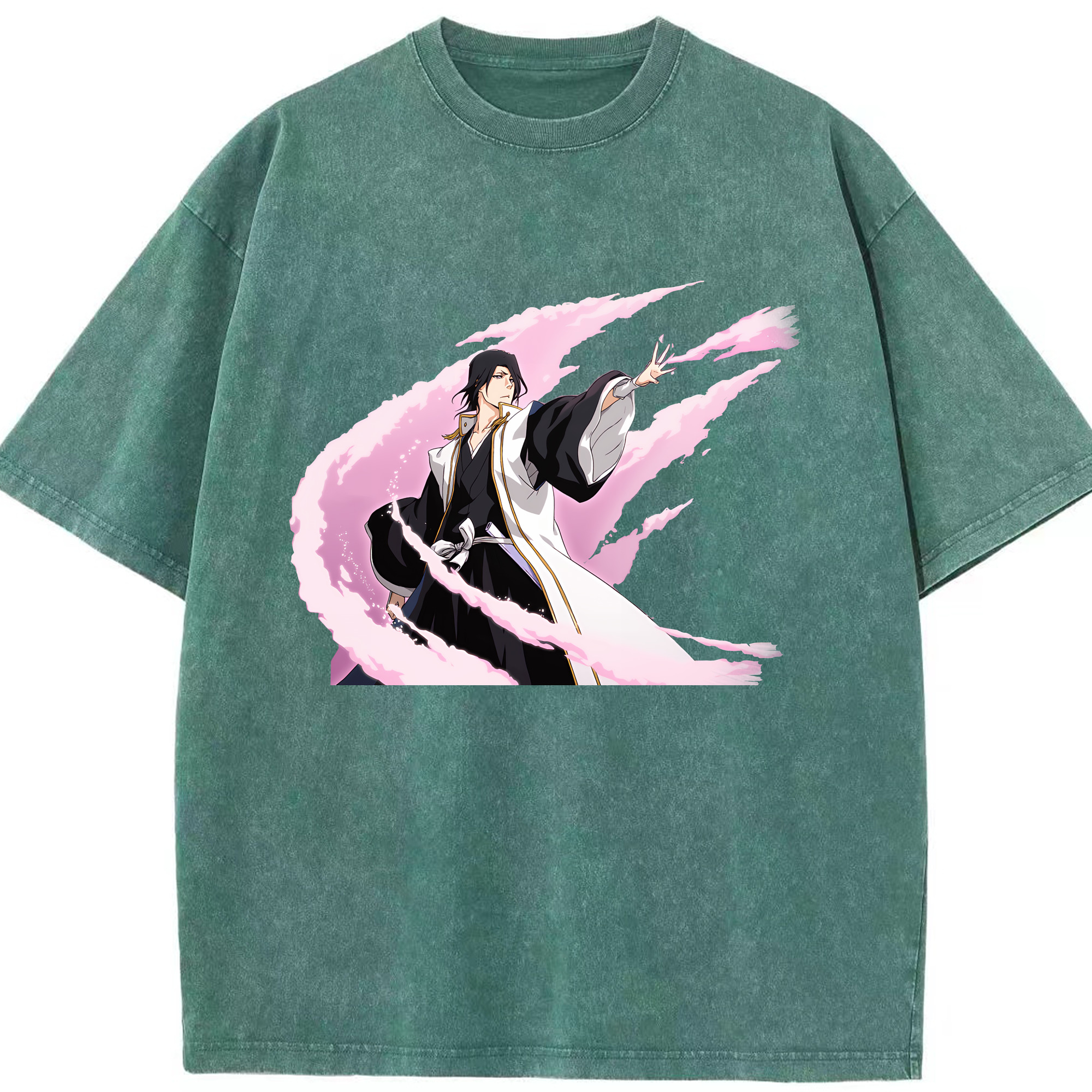 （画像用） ブリーチ くちき びゃくや BLEACH Kuchiki Byakuya 綿100% ヴィンテージ風 半袖Tシャツ（フロントプリント）